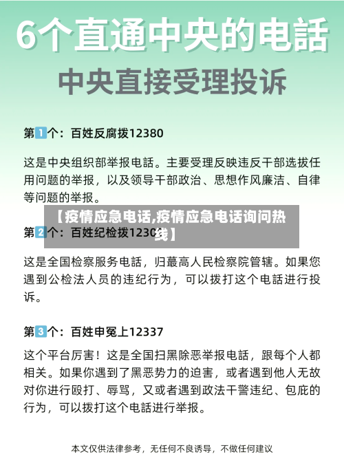 【疫情应急电话,疫情应急电话询问热线】
