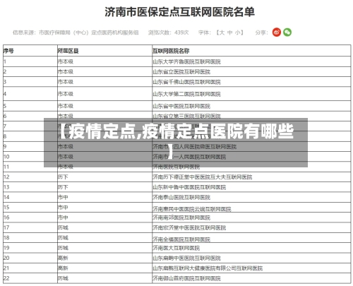 【疫情定点,疫情定点医院有哪些】