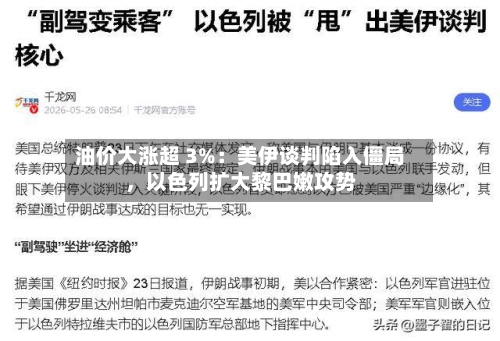 油价大涨超 3%：美伊谈判陷入僵局，以色列扩大黎巴嫩攻势