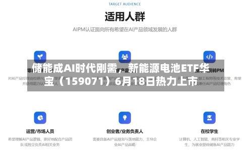 储能成AI时代刚需，新能源电池ETF华宝（159071）6月18日热力上市