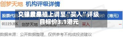 交银世界
:锦欣生殖上调至“买入”评级 目标价3.1港元