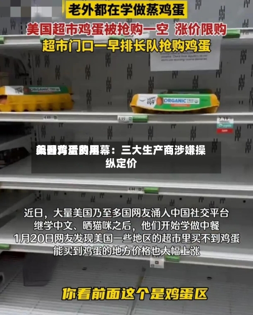 美国鸡蛋费用
飙升背后的黑幕:三大生产商涉嫌操纵定价