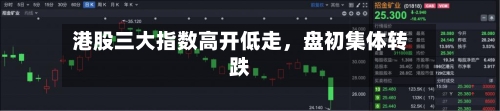 港股三大指数高开低走，盘初集体转跌