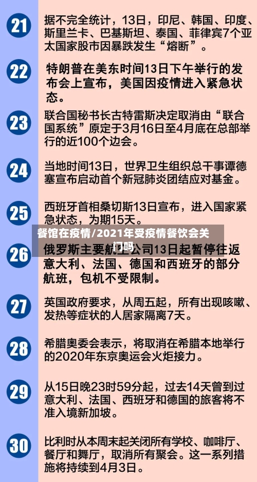 餐馆在疫情/2021年受疫情餐饮会关门吗